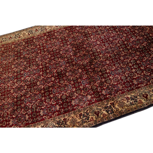 1960s Vintage Bidjar Red Handmade Floral Wool Rug For Sale In New York - Image 6 of 7