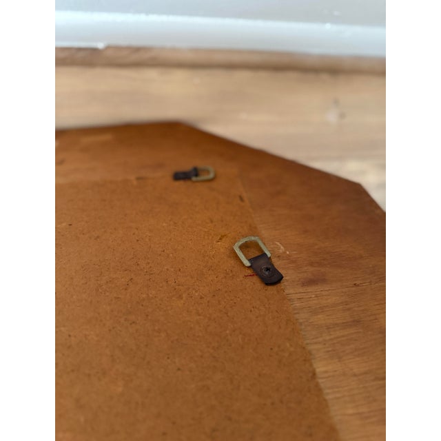 Brown Octagonal Parquetry Wood Framed Wall Mirror, Late 20th Century For Sale - Image 8 of 9