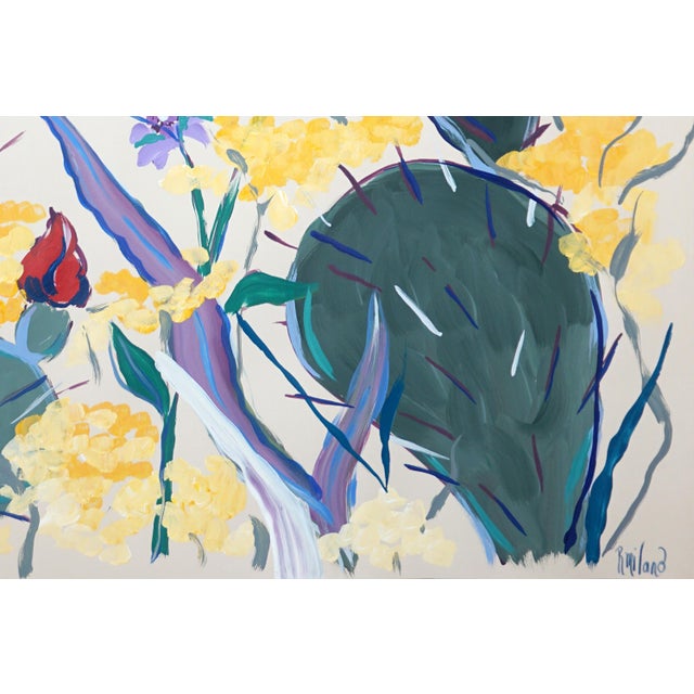 2026, Illustration Style Botanical Painting, Cactus With Wildflowers, Acrylic Paint on Watercolor Paper by Romina Milano For Sale - Image 11 of 11