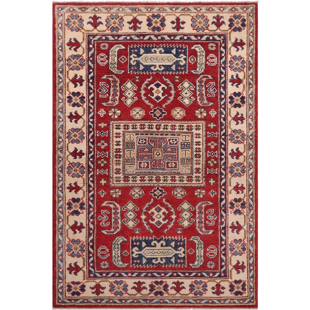 Southwestern Kazak Red/Beige Wool Rug - 3'1''x5'0'' For Sale - Image 10 of 10