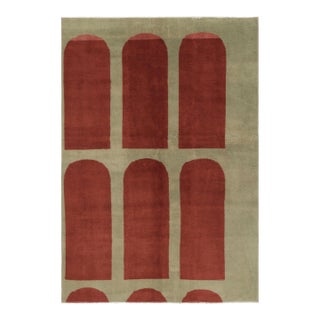 Vintage Turkish Rug, Beige With Warm Red Architectural Patterns - Rug & Kilim For Sale