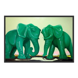 Jade Elephants by Sarah Edwards, Art Print in Black Frame, Small For Sale