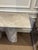 Baker Luxe Zora Console Table. Rectangular top with oval shaped legs, gray/white marble. Original Retail $7347. Showroom...