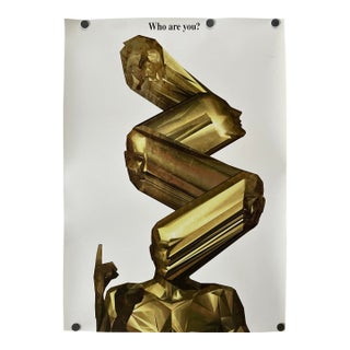 Large Vintage Japanese Postmodern “Who Are You?” Abstract Figurative Poster For Sale