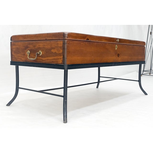 Vintage Hope Chest Storage Box on Metal Frame Box For Sale - Image 6 of 15