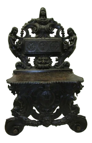 19th Century African Mythology Themed Carved English Hall Chair