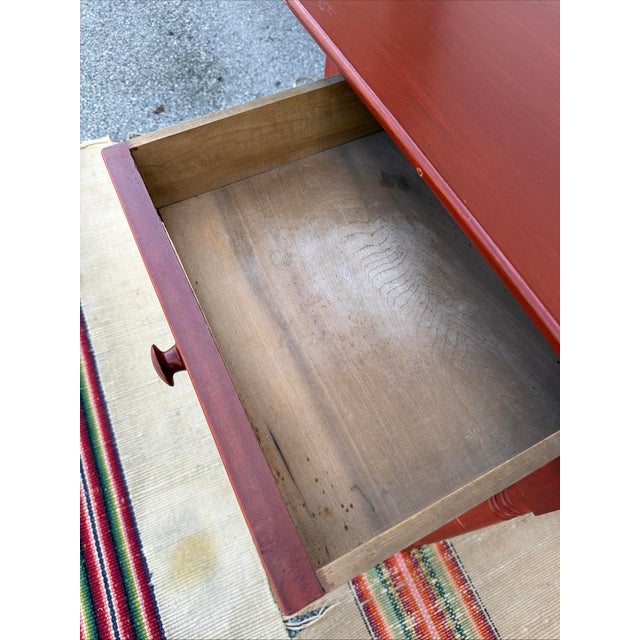 A Pennsylvania Turned Leg Red Wash Painted 1 Drawer Side Table, Circa 1840’s For Sale - Image 6 of 17