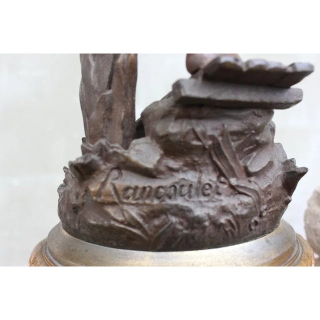 French Sculpture of Girl on Wood Base by Ernest Rancoulet For Sale - Image 4 of 12