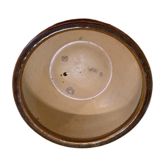American Antique Early 19th Century Nelson McCoy Chevron Leaf Art Pottery Jardiniere Planter For Sale - Image 3 of 5