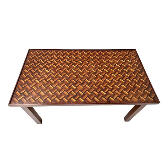 Wood Mid-Century Modern Side Tables with Mosaic Inlaid Tops, 1960s, Set of 2 For Sale - Image 7 of 11