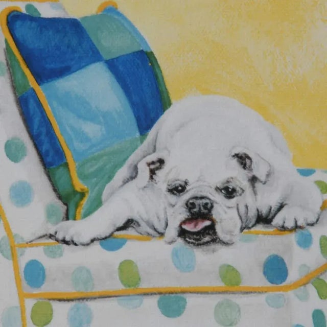 Traditional Framed Print of Carol Dillion's "Bulldog on Polka Dots" For Sale - Image 3 of 11