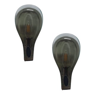 Nile Green Murano Glass Wall Lamps attributed to Fontana Arte, Italy, 1960s, Set of 2 For Sale