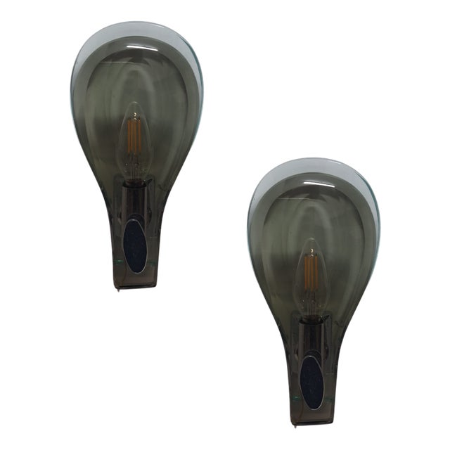 Nile Green Murano Glass Wall Lamps attributed to Fontana Arte, Italy, 1960s, Set of 2 For Sale