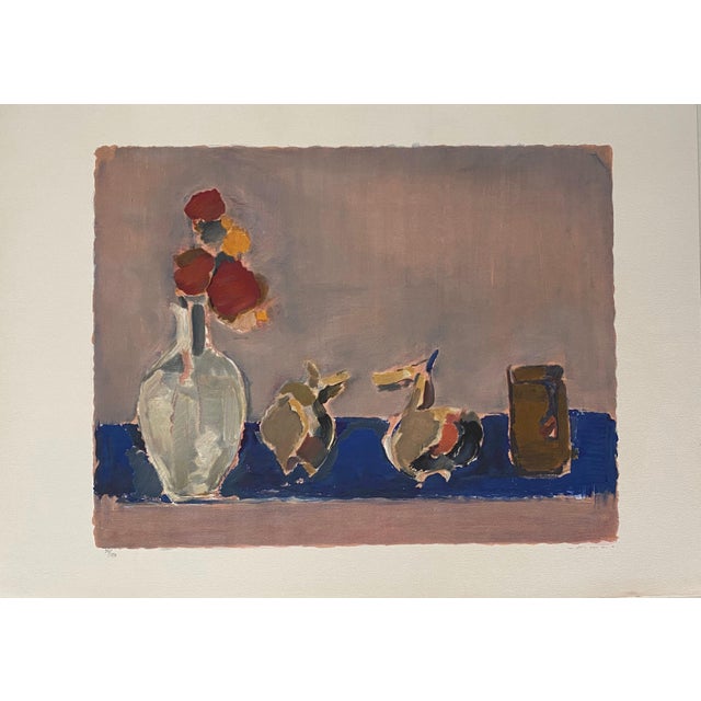 Abstract Expressionism Efraim Fima, Chinese Israeli Modernist Still Life Lithograph Abstract Flowers in Vase For Sale - Image 3 of 10