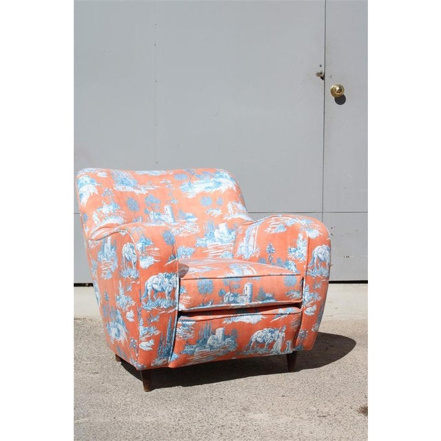 Set of Italian Armchairs in Printed Orange Velvet Fabric attributed to Paolo Buffa, 1950s For Sale - Image 17 of 18