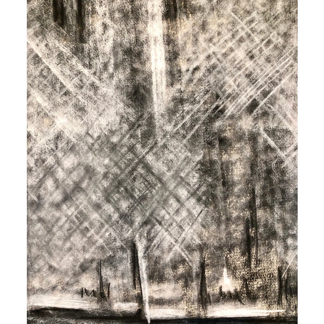 Abstract James O. Clark, Abstract Gestural Drawing Chalk and Charcoal Drawing, Light Sculpture Artist ,1988 For Sale - Image 3 of 6