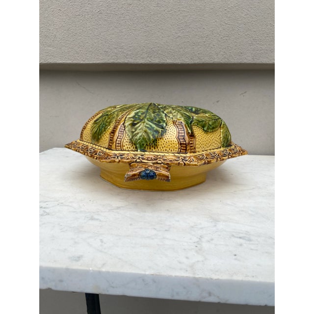 19th Century French Majolica Chesnut Server For Sale - Image 9 of 12