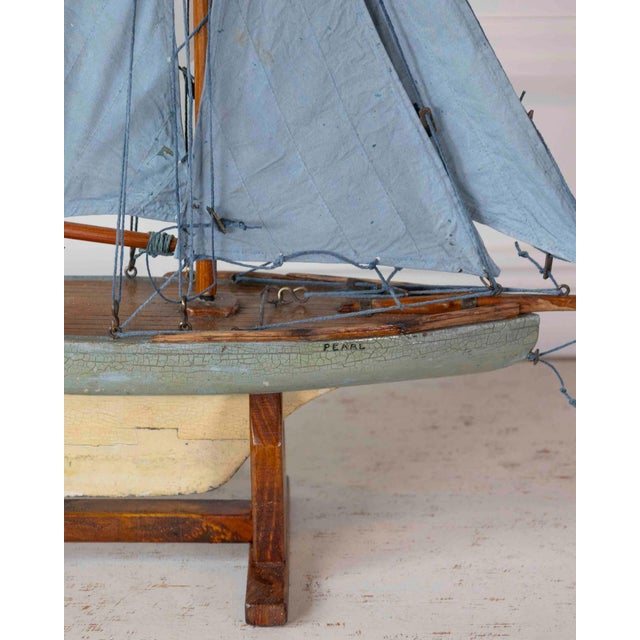 Light Gray English 20th Century Bowman Carved Wood Gaff Cutter Pond Yacht For Sale - Image 8 of 18