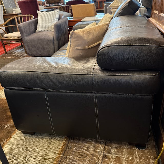 Calia Italia Leather Sofa, Black For Sale - Image 12 of 12