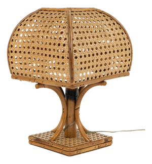 Mid-Century Modern Rattan and Wicker Table Lamp, 1960s