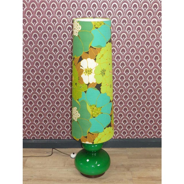 Green Flower Power Lamp with Umbrella Green Illuminated Glass Base, 1970s For Sale - Image 8 of 15
