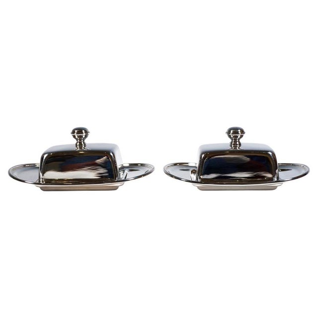 20th Century Silver Table Dishes with Glass Inserts attributed to Emil Hermann, Germany, Set of 2 For Sale - Image 9 of 9