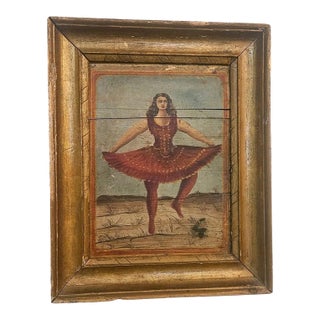 American Folk Art Circus-Wagon Panel of a Female Performer, Late 19th Century For Sale