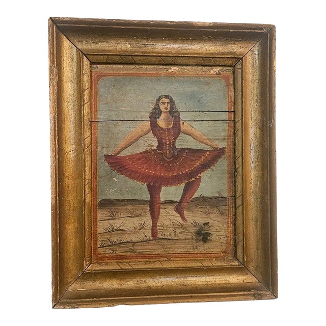 American Folk Art Circus-Wagon Panel of a Female Performer, Late 19th Century For Sale