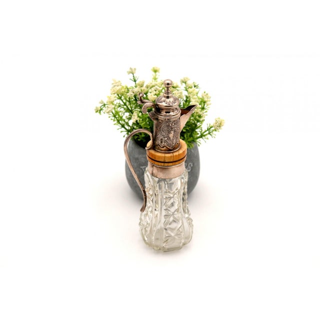 Cut Glass Jar with Silver Lid and Frame, in Good conditions.