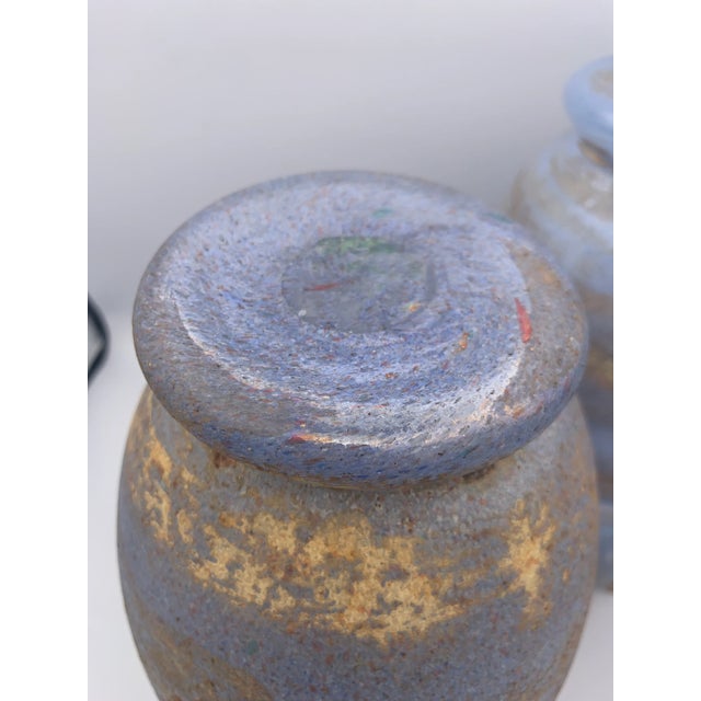 Pair of Mid-Century Murano Blue Scavo Glass Amphora Vases. For Sale - Image 12 of 13