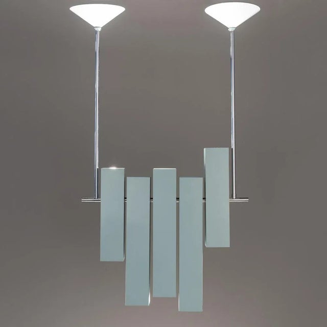 Blue Lacquered Metal Prototype Chandelier from Lumi, 1970 For Sale - Image 10 of 10