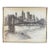1960s Framed Original Pencil & Ink Brooklyn Bridge Cityscape Drawing, Signed For Sale