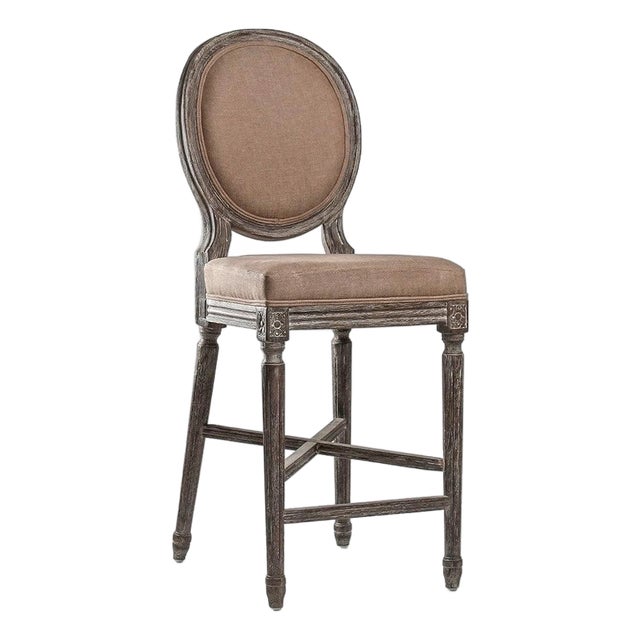 Medallion Louie Counter Stool - Copper Linen / Copper Painted Frame For Sale
