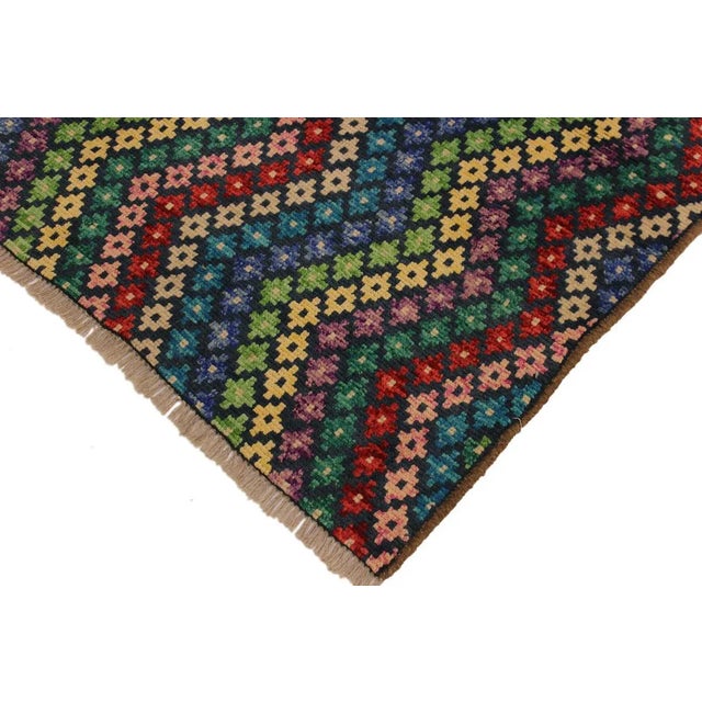 Contemporary 1990s Shabby Chic 1990s Southwestern Teal/Ivory Wool Rug - 3'4 X 4'8 For Sale - Image 3 of 8