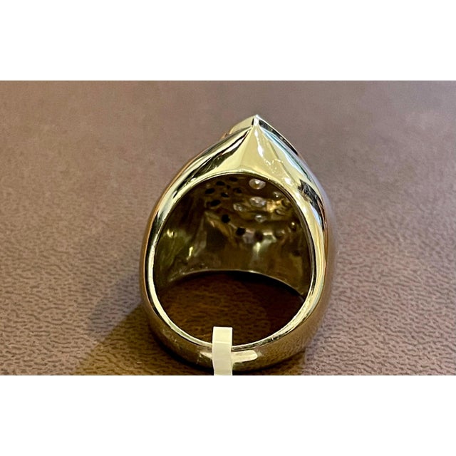 4.2 Carat Pave Diamonds Unisex Cocktail Ring 34 Grams 14 Karat White Gold Estate For Sale - Image 14 of 18