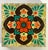 Ganas Talavera, a 2015 mixed-media work by Ernesto Yerena Montejano on a cradled wood panel. A symmetrical floral design...