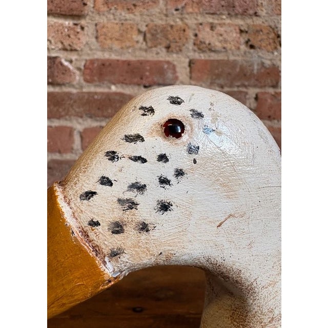 Mid 20th Century Vintage Hand-Carved White Pekin Duck Wooden Decoy For Sale - Image 5 of 15