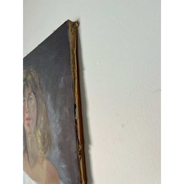 1970s 1970's Mid-Century Impressionist Woman Oil Portrait Painting For Sale - Image 5 of 12