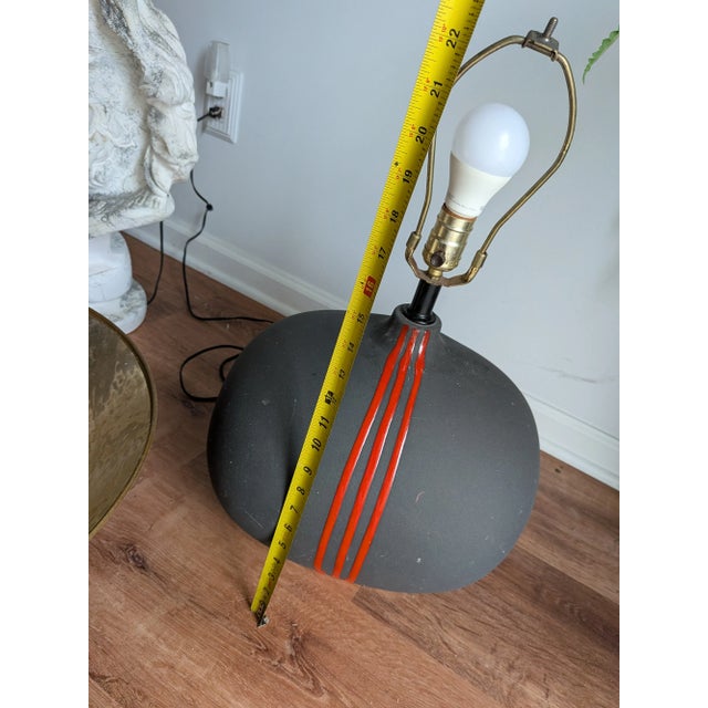 1970s Mid Century Sunset Cosco Lamp Grey Flaming Red For Sale In Rochester - Image 6 of 12