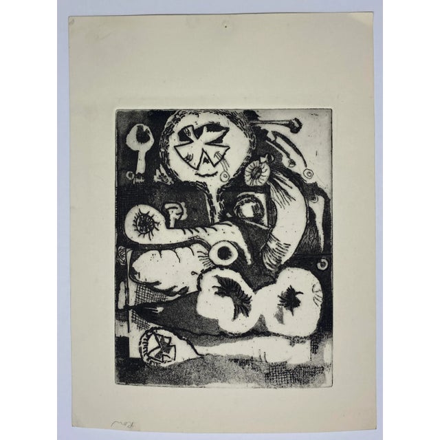 Marsden Hartley style etching from the estate of Florida artist Dr. Ronald Frank Yrabedra (1944-2022). Yrabedra earned his...