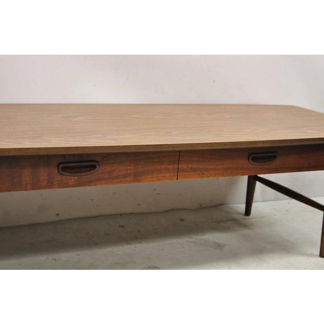 Lane Furniture Lane Mid Century Modern 56" Long Surfboard Laminate Top Coffee Table With Drawer For Sale - Image 4 of 11