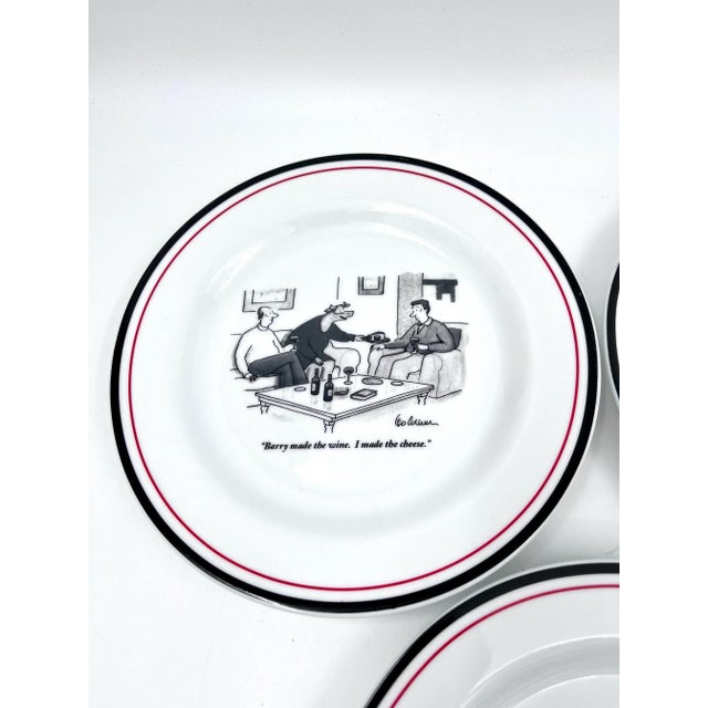 A Restoration Hardware Exclusive classic set of five 8" diameter salad/appetizer/cheese plates featuring vintage wine-...