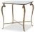 Antique Gold Finished Gliss Occasional Table with a Textured Steel Base and Grey Burl Top