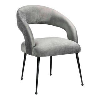 Rocco Slub Grey Dining Chair with Black Legs For Sale