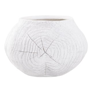Faux Bois Round Bowl in a White Washed Polyresin For Sale