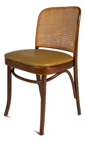 Single Patinaed Bentwood Prague Model 811 Side Dining Chair in Walnut & Leather Attributed to Josef Frank for Stendig, Poland, C. 1960s