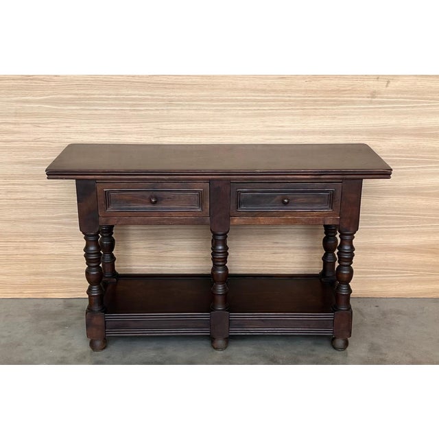 Early 20th Spanish Large Side Table with two drawers or Large Nightstands For Sale - Image 18 of 18