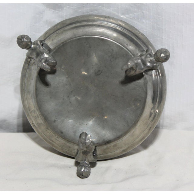 Silver Rare 1930s Starburst Pink Depression Glass Divided Dish, Aluminum, Lidded Carrier For Sale - Image 8 of 9