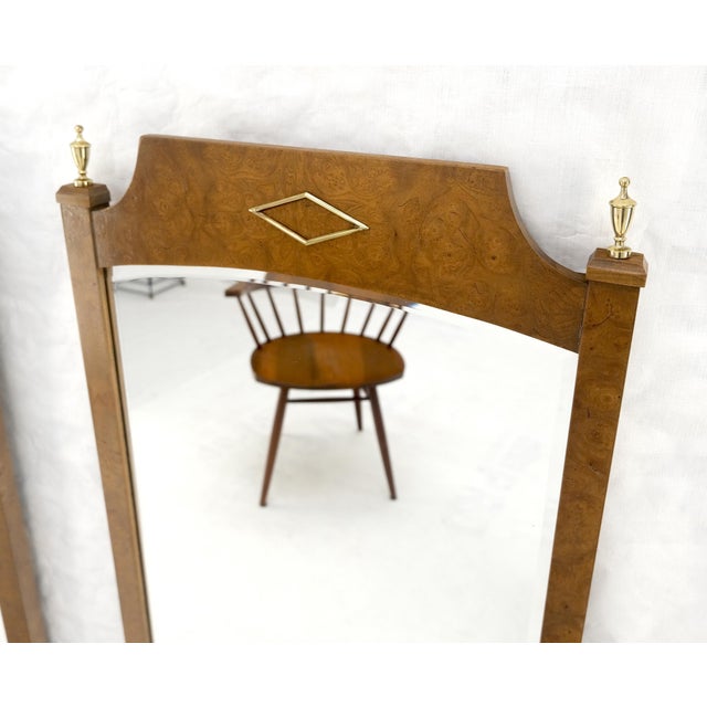 Pair of Hollywood Regency Burl Wood 33x55 Rectangle Wall Mirrors MINT