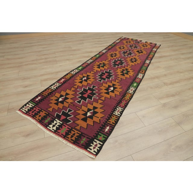 Tribal 1970s Tribal Red Ethnic Kilim Rug For Sale - Image 3 of 13